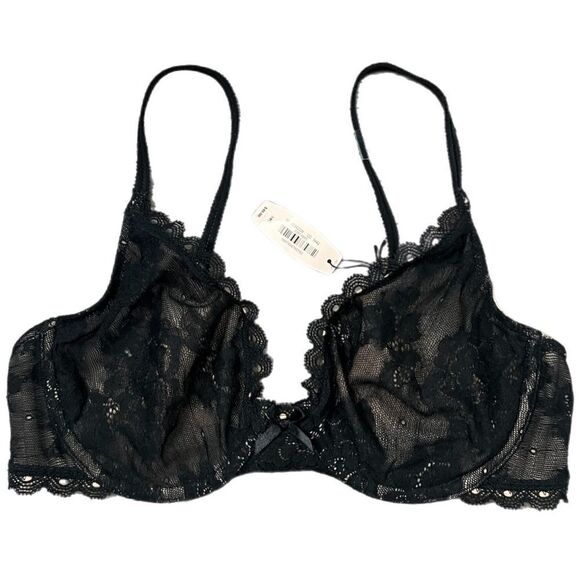 Victoria’s Secret Unlined Semi Demi underwire lace bra black 34C - Picture 1 of 7